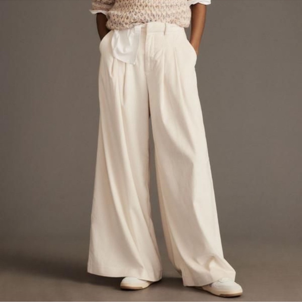 Maeve The Avery Pleated Wide-Leg Trousers: Corduroy Edition Size 16